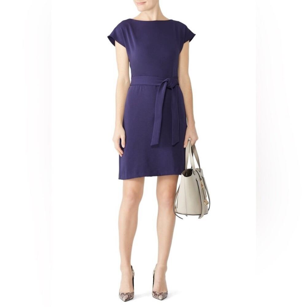 Of Mercer Riverside navy cap sleeve belted dress size Small NWT